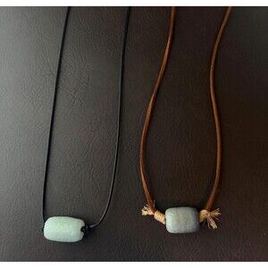 Natural Jade Barrel Bead Necklace Celadon Green Jade Pendant Adjustable 2 Style